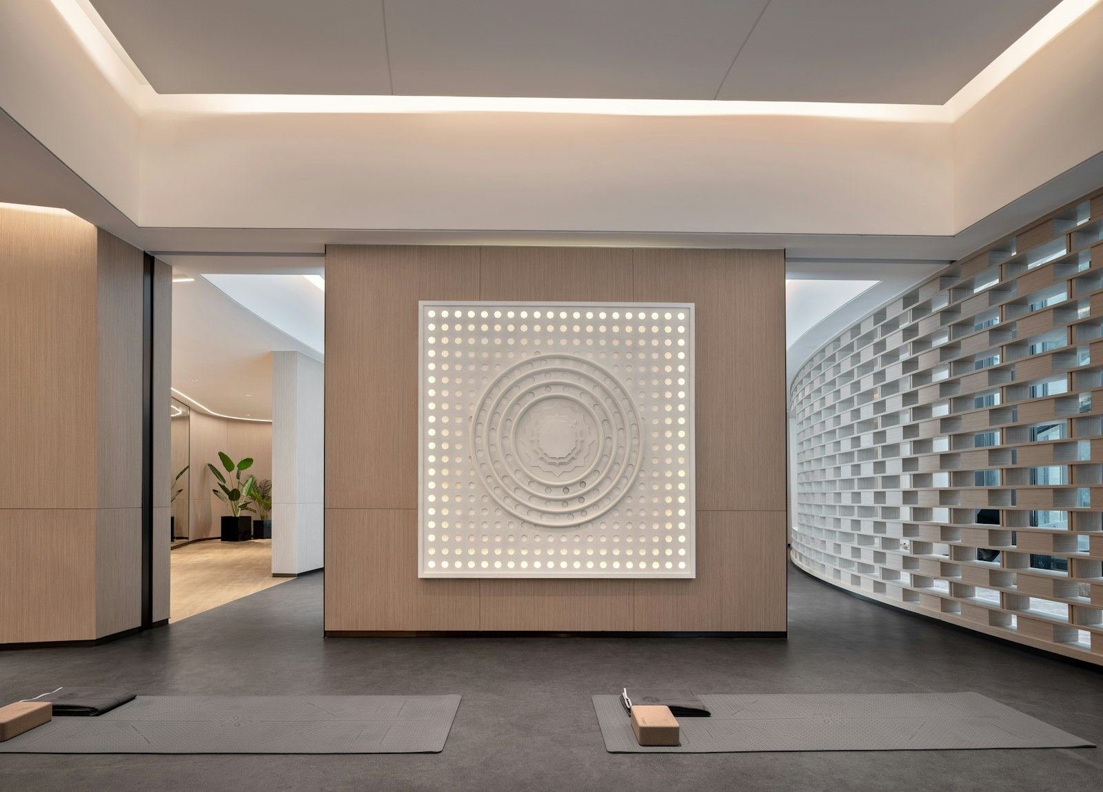 Calm movement studio with exercise mats and mobility blocks