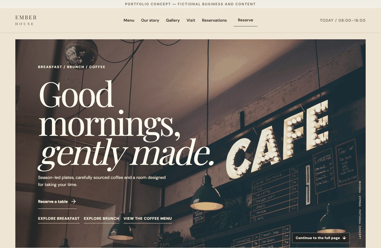 EMBER HOUSE desktop homepage preview